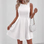 Off-the-Shoulder Sleeveless Fitted Waist Short Dress – A-Line Ruffle Hem FitiqueFit