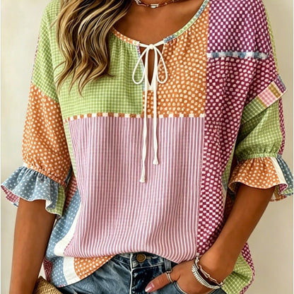 Women's Floral Print Three-Quarter Sleeve Shirt – Relaxed Retro FitiqueFit