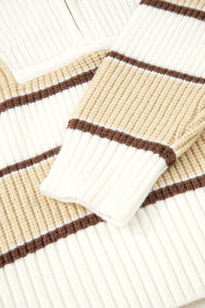 Stripe Half-Zip Drop Shoulder Sweater Shop Style & More | Fresh Looks, Everyday Deals & Free Shipping