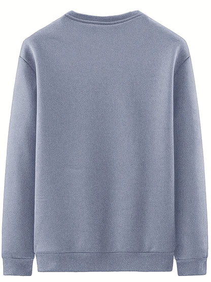 New Men's Casual Fashionable Solid Color Crew Neck Sweatshirts For Autumn And Winter NovaCart