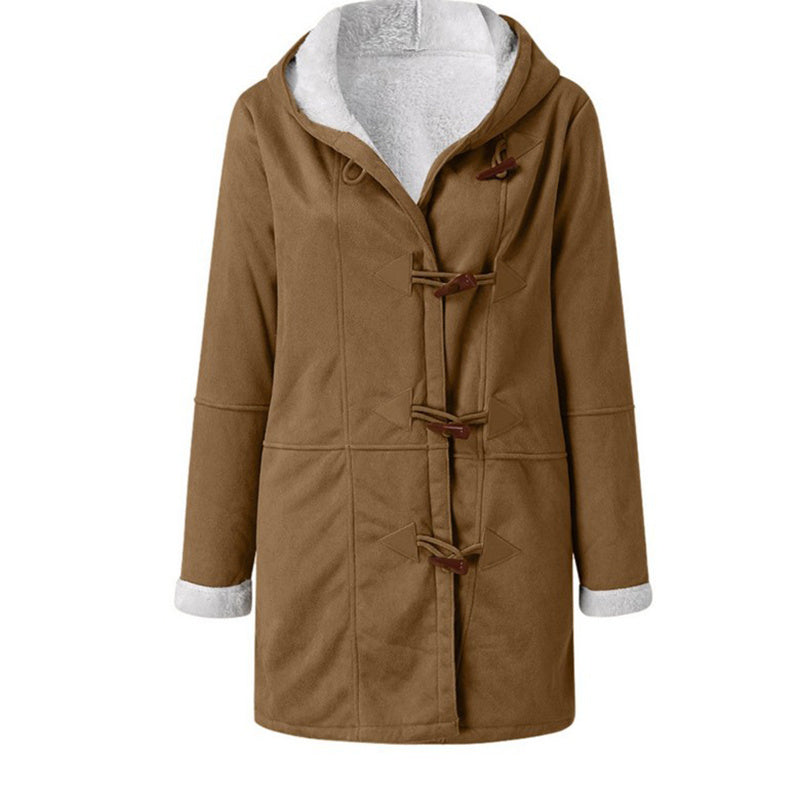 Sherpa-Lined Duffle Toggle Jacket with Hood — Warm Hooded Fleece Coat FitiqueFit
