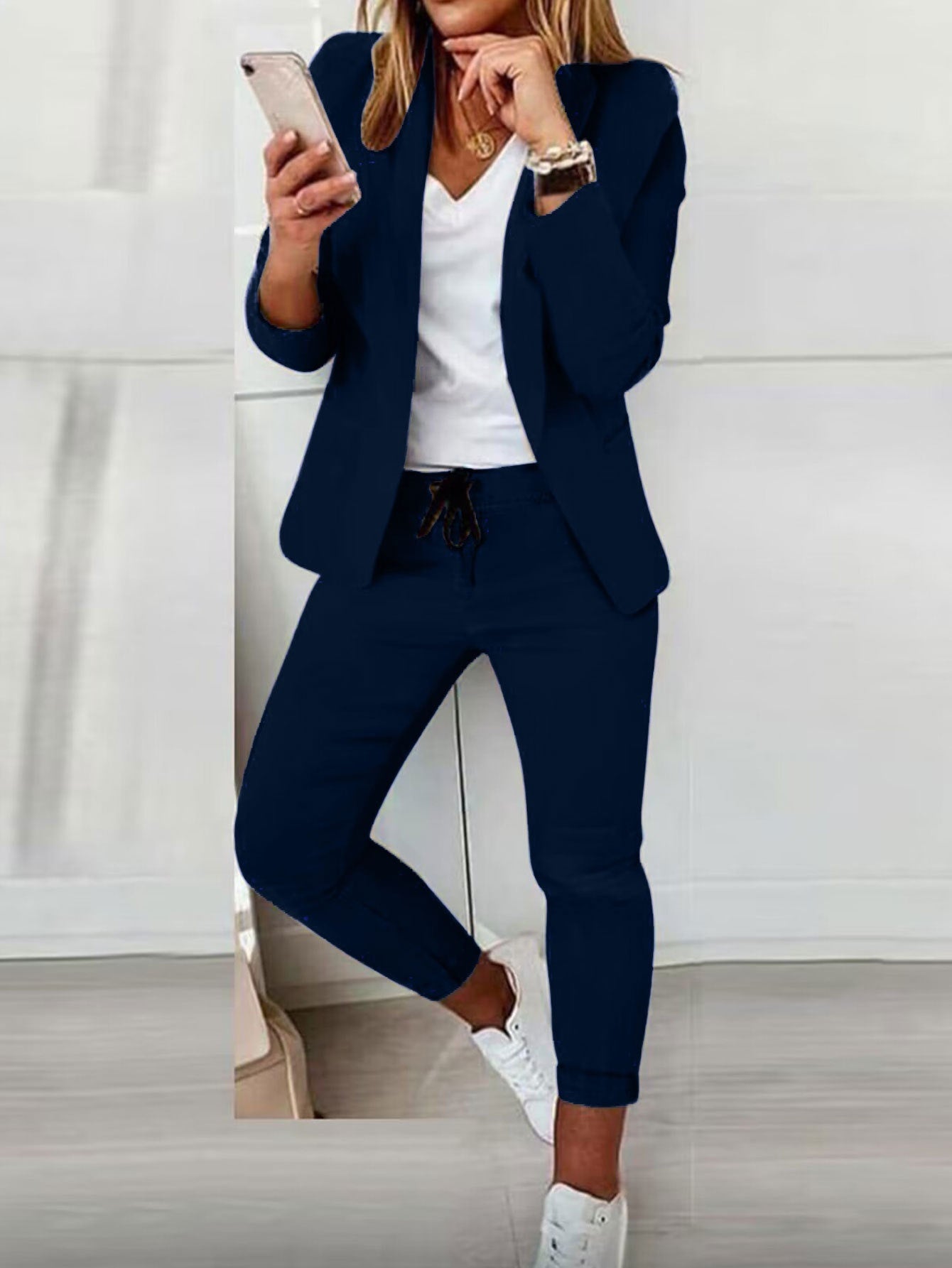 Lapel Blazer & Drawstring Trousers OL Suit – 12 Colors XS–3XL FitiqueFit
