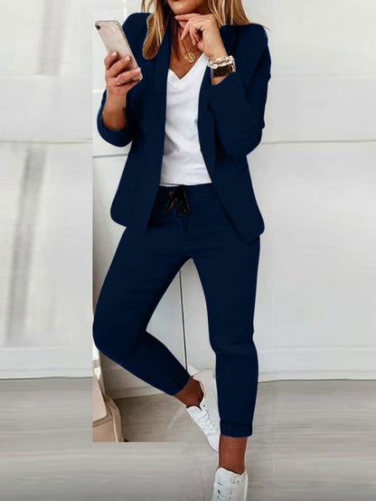 Lapel Blazer & Drawstring Trousers OL Suit – 12 Colors XS–3XL FitiqueFit