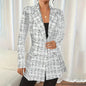 Women’s Plaid Double-Breasted Blazer FitiqueFit