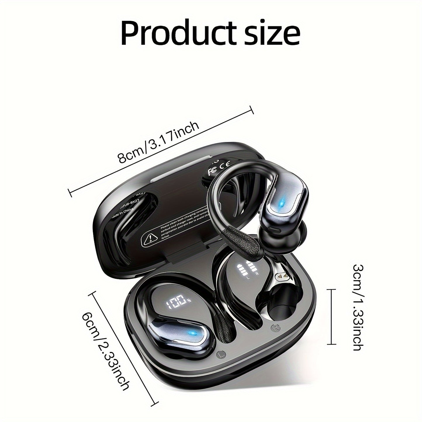 LIFEBEE New Wireless Earbuds for Running Sports, Wireless Earphones with Earhooks Pure Bass Sound, Over Ear Headphones ENC Noise Cancelling with Dual-LED Display, Earphones Built-in Microphone NovaCart
