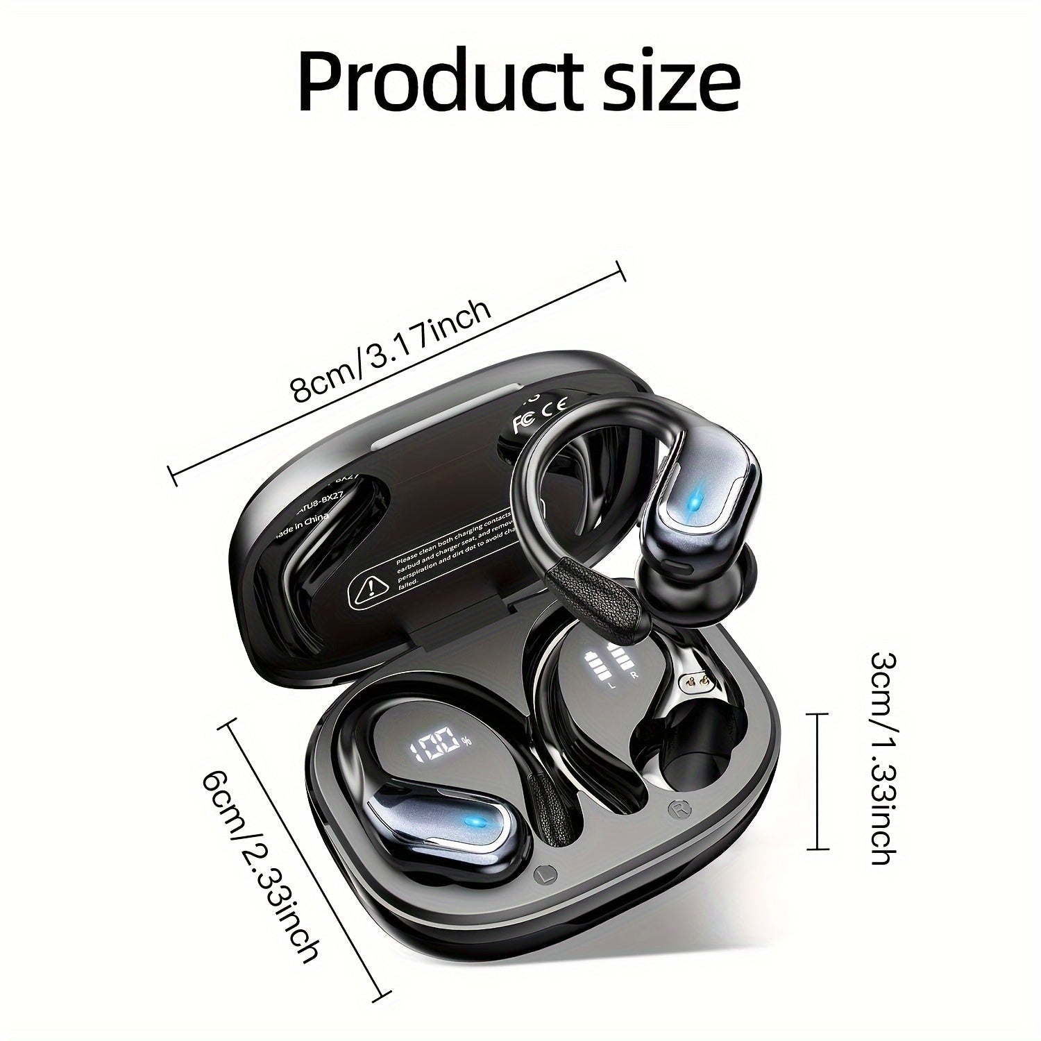 LIFEBEE New Wireless Earbuds for Running Sports, Wireless Earphones with Earhooks Pure Bass Sound, Over Ear Headphones ENC Noise Cancelling with Dual-LED Display, Earphones Built-in Microphone NovaCart
