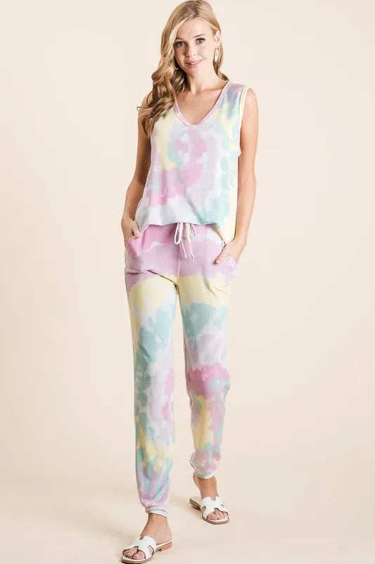 BiBi Tie Dye French Terry Casual Pants New Era Fashion LLc