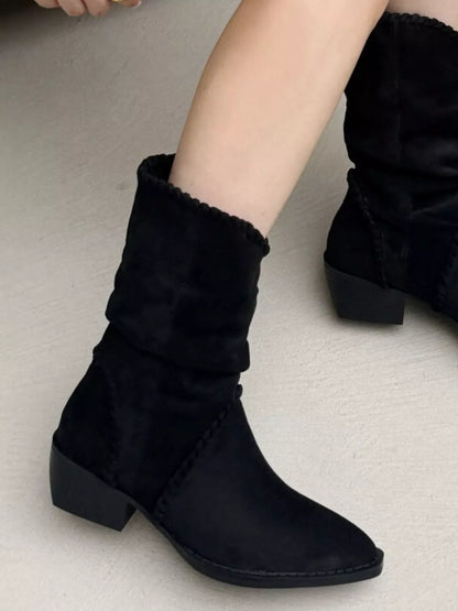 Point Toe Block Heels Boots FitiqueFit