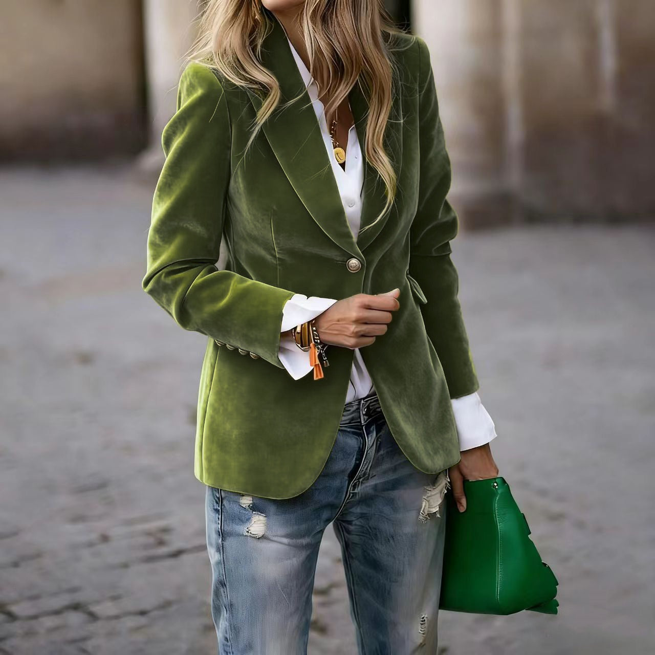 Women’s Slim-Fit Notch-Lapel Blazer FitiqueFit