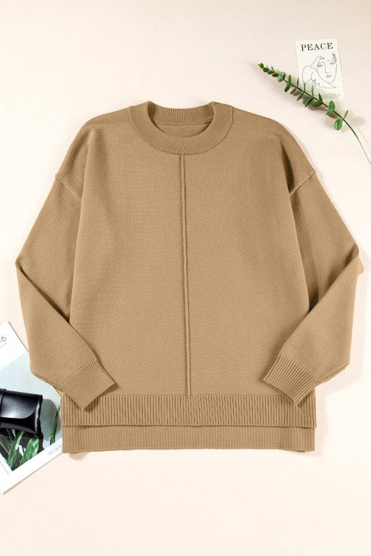 Solid Front Center Seam Drop Shoulder Sweater Shop Style & More | Fresh Looks, Everyday Deals & Free Shipping