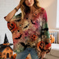 Women’s Hollow Out Batwing Top – Halloween Pumpkin Print Blouse FitiqueFit
