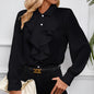 Women’s Ruffled Collared Blouse | Long Sleeve Dressy Work Top FitiqueFit