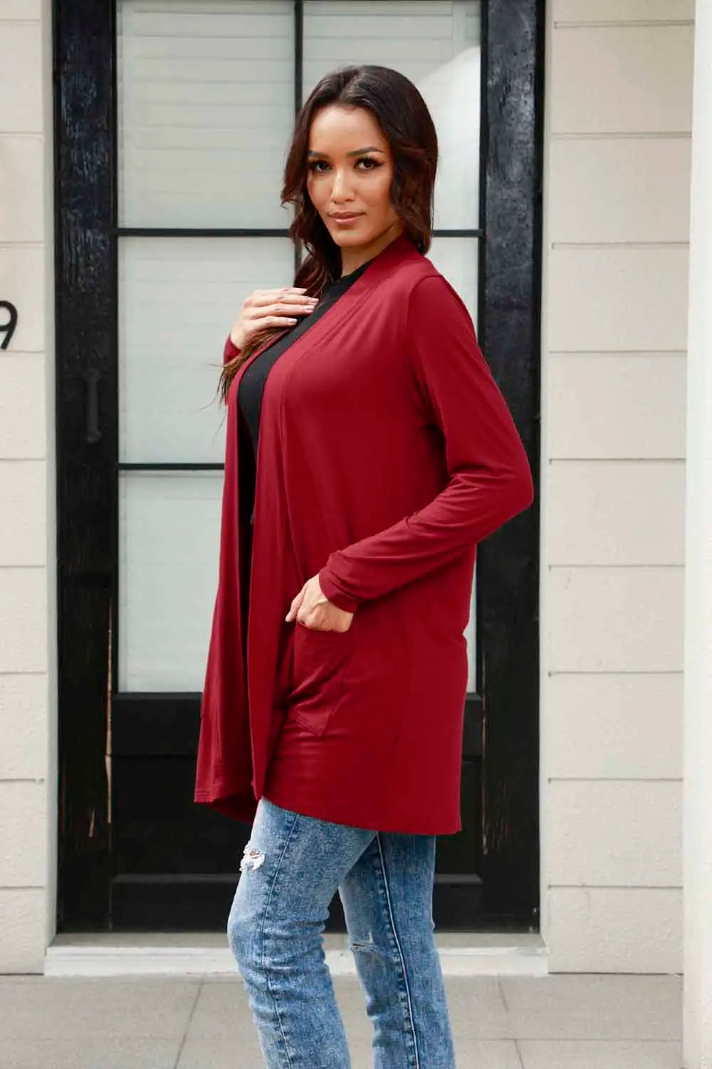 Basic Bae Full Size Open Front Long Sleeve Cardigan with Pockets New Era Fashion LLc