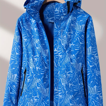 Women'S Outdoor Windbreaker Jacket | Casual Stand Collar, Non-Stretch Fabric, Random Print, Long Sleeve, Zipper Closure, Detachable Hood NovaCart