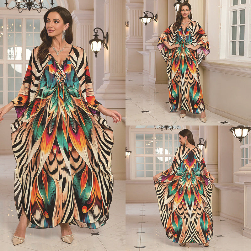 Fashion Personalized Cotton Printed Beach Dress Women Grayceful LLC