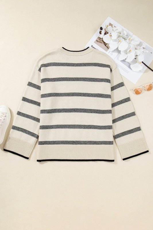 Plus Size Stripe Wide Sleeve Crewneck Sweater Shop Style & More | Fresh Looks, Everyday Deals & Free Shipping