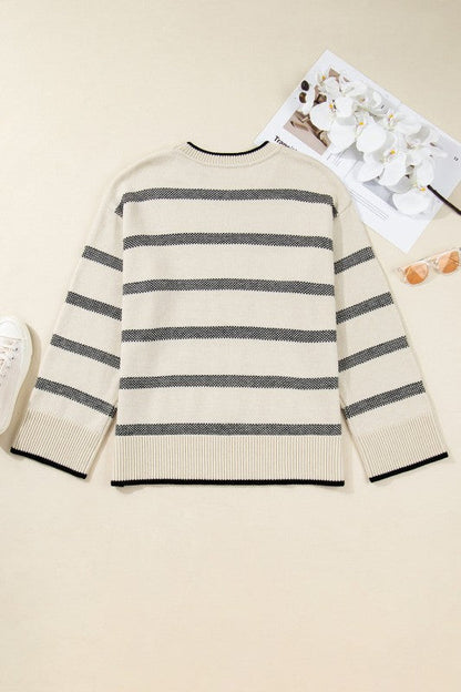 Plus Size Stripe Wide Sleeve Crewneck Sweater Shop Style & More | Fresh Looks, Everyday Deals & Free Shipping