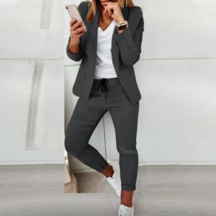 Lapel Blazer & Drawstring Trousers OL Suit – 12 Colors XS–3XL FitiqueFit
