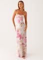 Printed Sleeveless Strap Bodycon Maxi Dress | High Waist FitiqueFit