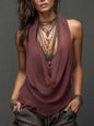 Women's Halterneck V-Neck Backless Slim-Fit Knit Top FitiqueFit