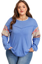 Khaki Exposed Seam Floral Mixed Patchwork Relaxed Plus Size Top Garden Naked Curves