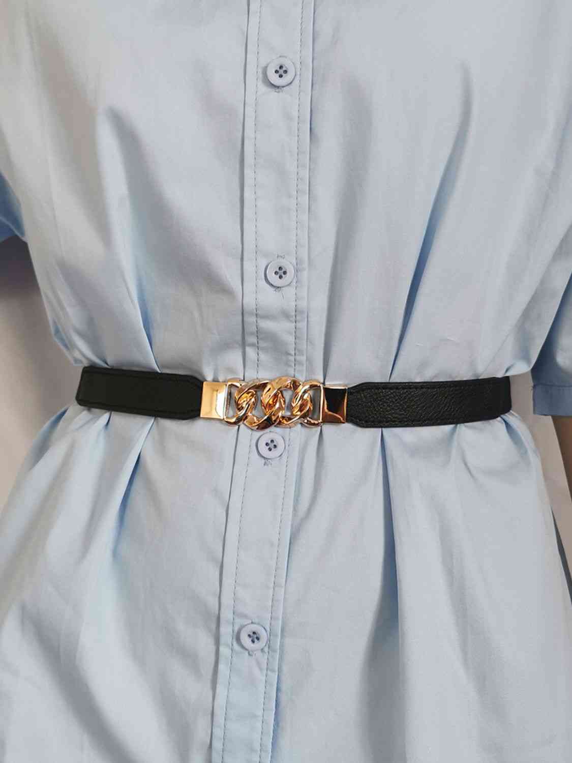 ElegantStyle Zinc Alloy Buckle Elastic PU Belt – Versatile and Stylish Accessory See size chart under “more details” The Fashion Celestial