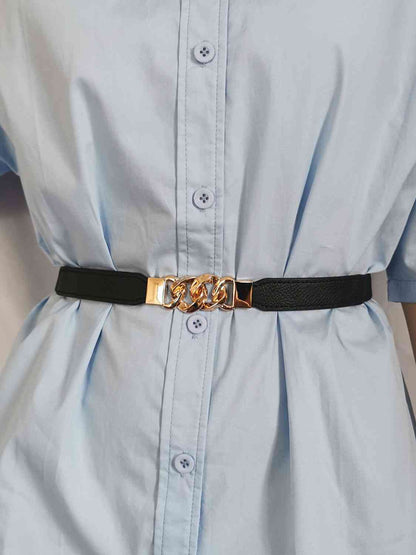 ElegantStyle Zinc Alloy Buckle Elastic PU Belt – Versatile and Stylish Accessory See size chart under “more details” The Fashion Celestial