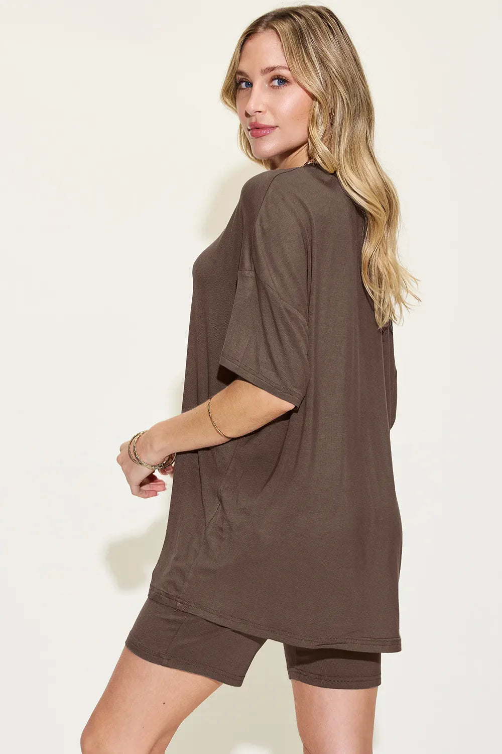 Basic Bae Full Size V-Neck Drop Shoulder T-Shirt and Shorts Set New Era Fashion LLc