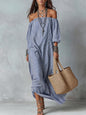 Women's Striped Loose-Fit Flared Maxi Dress – Holiday & Vacation FitiqueFit