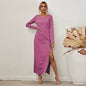 Long Sleeve Casual Long Dress With Split Buttons Grayceful LLC