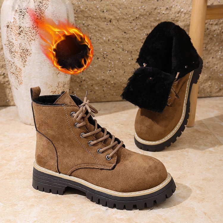 Women’s Lace-Up Suede Fleece-Lined Ankle Boots | Cozy Winter Boots FitiqueFit