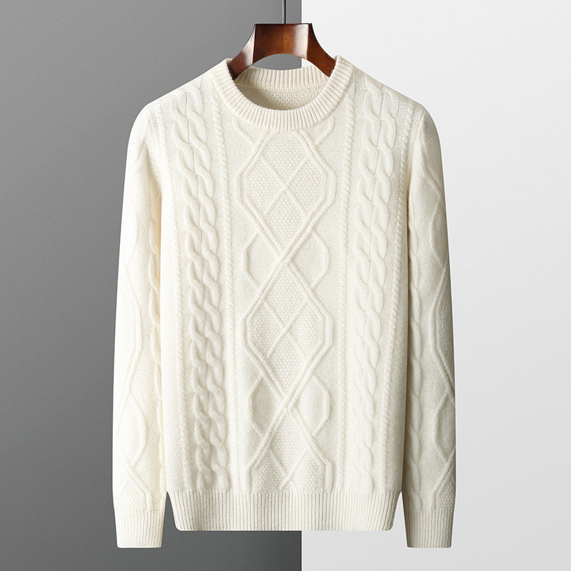 Men's Pullover Twist Round Neck Base Knitwear Loose-fitting Oversized Sweater Grayceful LLC