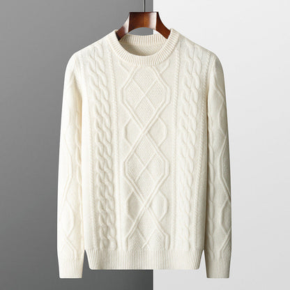 Men's Pullover Twist Round Neck Base Knitwear Loose-fitting Oversized Sweater Grayceful LLC