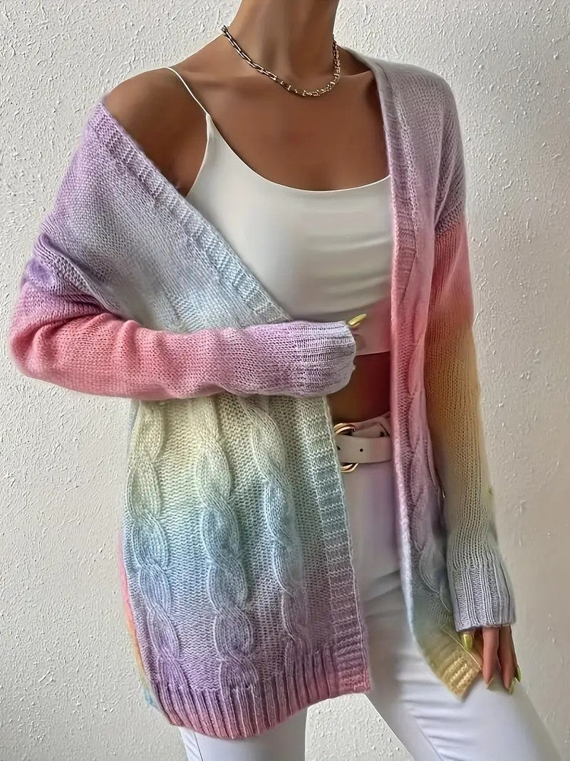 Plus Size Women's Knitted Gradient Trend Fashion Cardigan See size chart under “more details” The Fashion Celestial