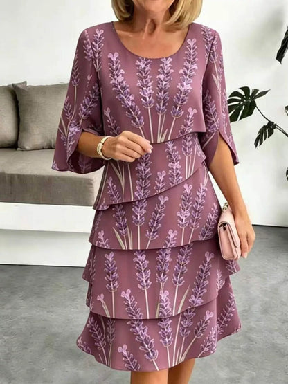 Full Size Floral Print Ruffle Hem Dress Plus Size New Era Fashion LLc