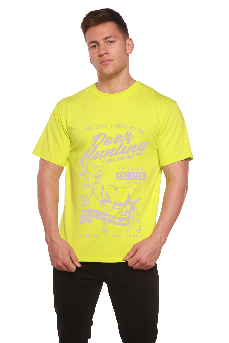 Deer Hunting Men's Bamboo Viscose/Organic Cotton Short Sleeve Graphic T-Shirt Spun Bamboo