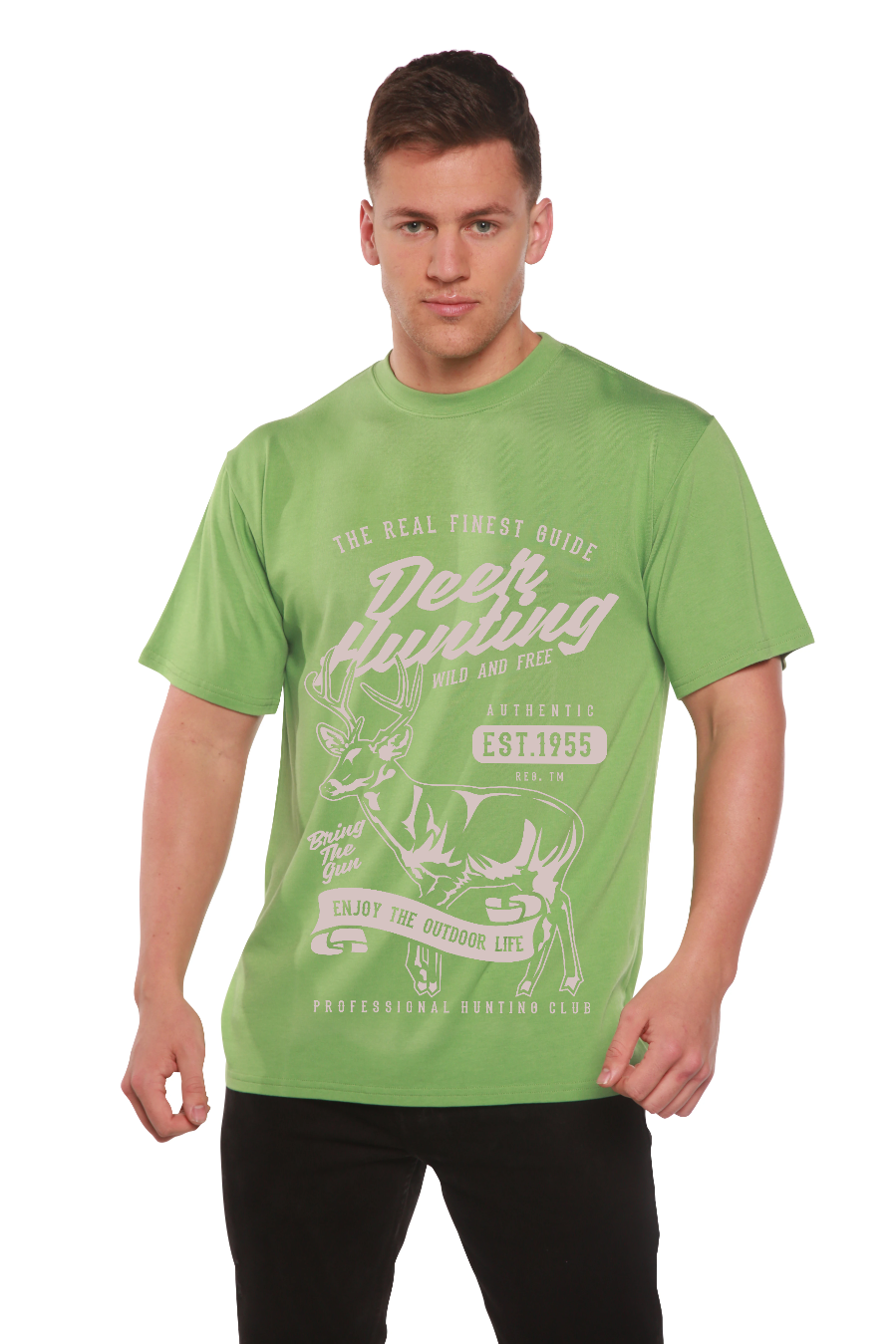 Deer Hunting Men's Bamboo Viscose/Organic Cotton Short Sleeve Graphic T-Shirt Spun Bamboo