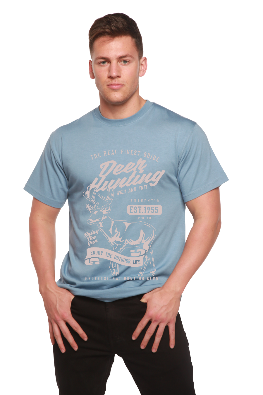 Deer Hunting Men's Bamboo Viscose/Organic Cotton Short Sleeve Graphic T-Shirt Spun Bamboo