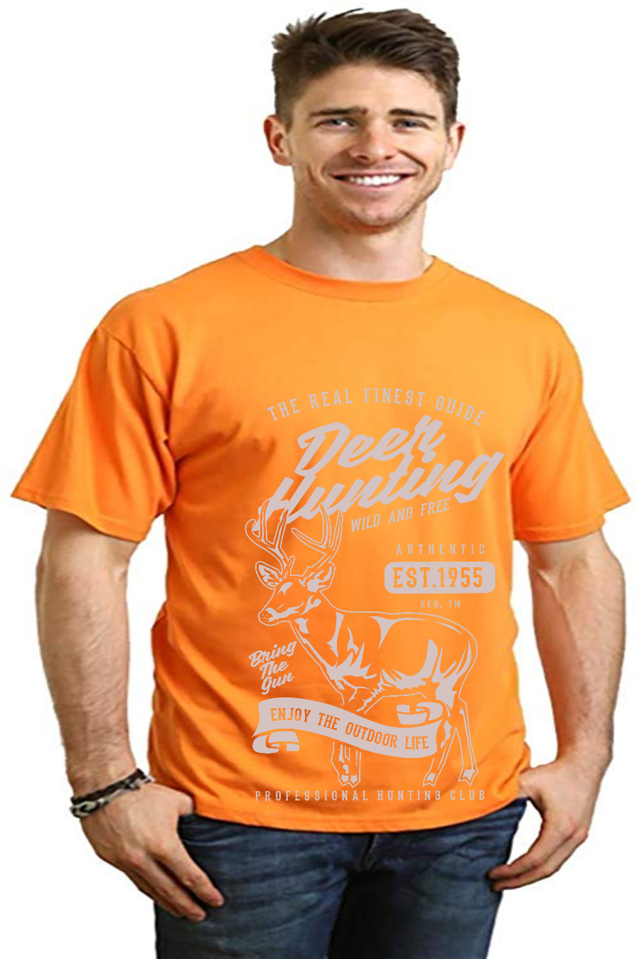 Deer Hunting Men's Bamboo Viscose/Organic Cotton Short Sleeve Graphic T-Shirt Spun Bamboo