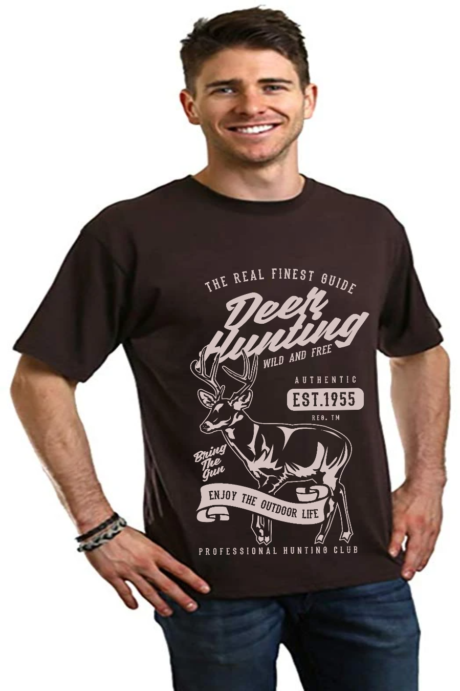 Deer Hunting Men's Bamboo Viscose/Organic Cotton Short Sleeve Graphic T-Shirt Spun Bamboo