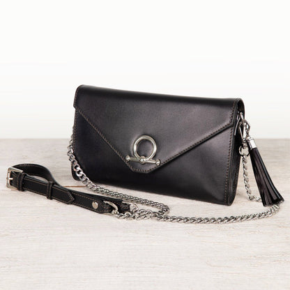 Del Mar - Horse Bit Crossbody Luxury Leather Handbag in Black Urban-Equestrian