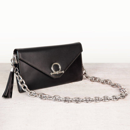 Del Mar - Horse Bit Crossbody Luxury Leather Handbag in Black Urban-Equestrian