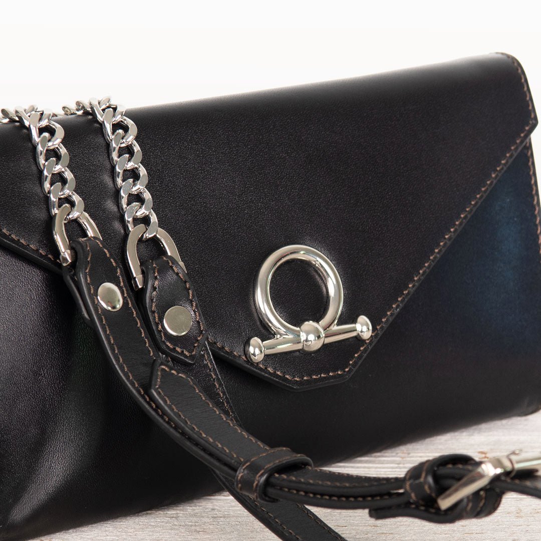Del Mar - Horse Bit Crossbody Luxury Leather Handbag in Black Urban-Equestrian
