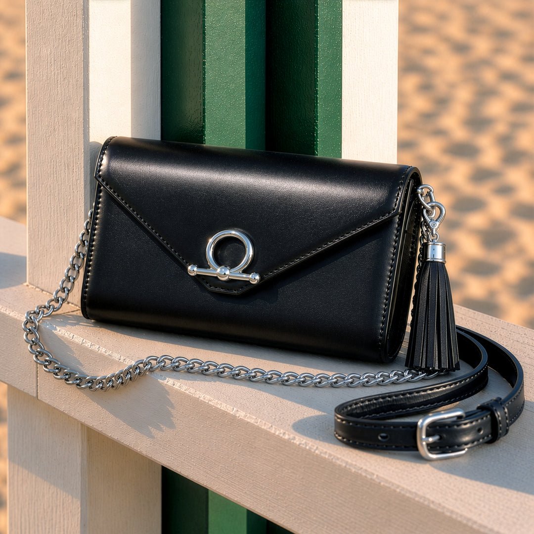 Del Mar - Horse Bit Crossbody Luxury Leather Handbag in Black Urban-Equestrian