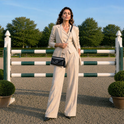 Del Mar - Horse Bit Crossbody Luxury Leather Handbag in Black Urban-Equestrian