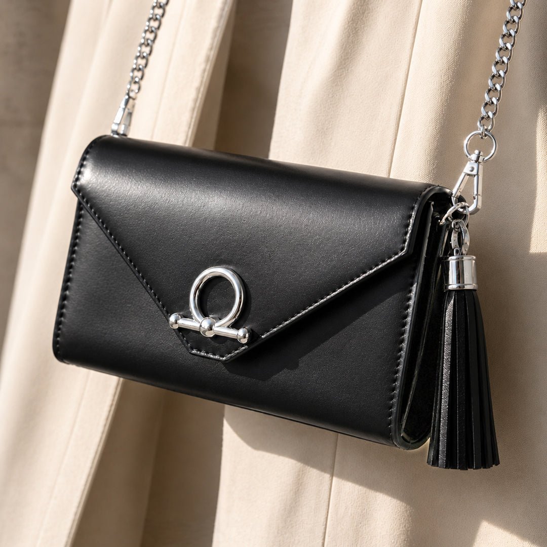 Del Mar - Horse Bit Crossbody Luxury Leather Handbag in Black Urban-Equestrian