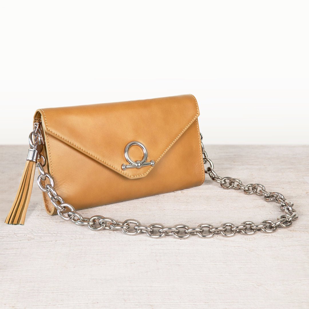 Del Mar - Horse Bit Crossbody Luxury Leather Handbag in Caramel Urban-Equestrian