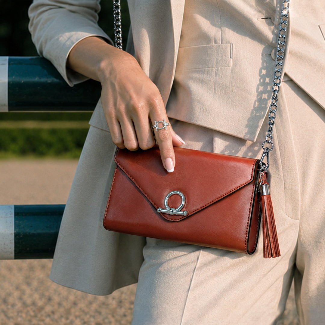 Del Mar - Horse Bit Crossbody Luxury Leather Handbag in Cognac Urban-Equestrian