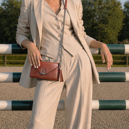 Del Mar - Horse Bit Crossbody Luxury Leather Handbag in Cognac Urban-Equestrian