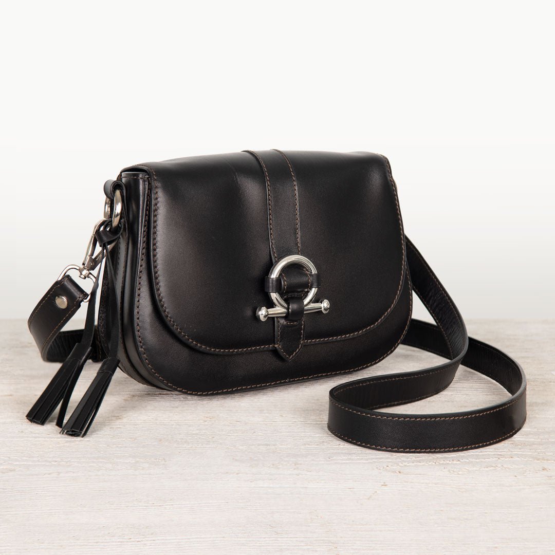 Del Rey - Equestrian Horse Bit Crossbody Luxury Leather Handbag in Black Urban-Equestrian